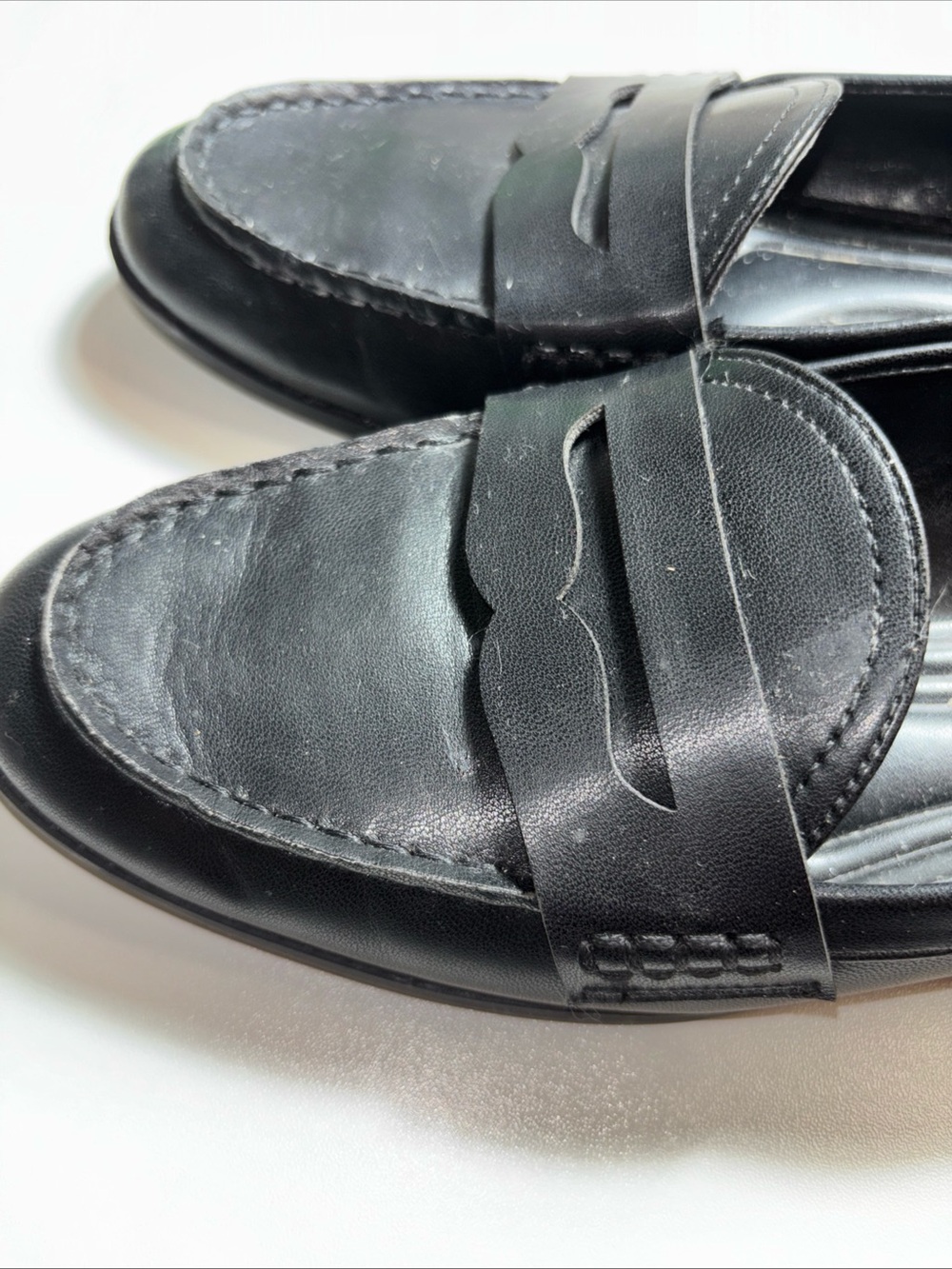 BCBGClassic Black Leather Penny Loafers womens